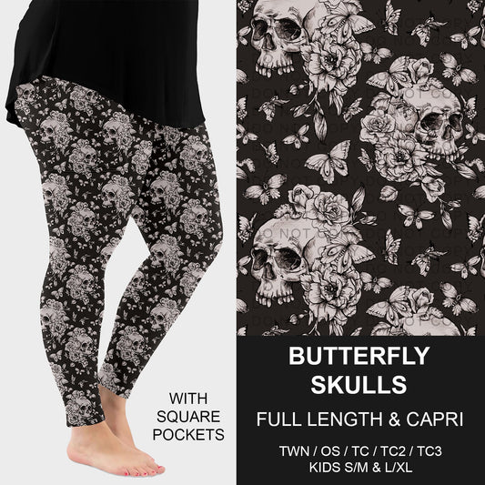 B264 - Preorder Butterfly Skulls Leggings w/ Pockets (Closes 12/07. ETA: early Feb.)