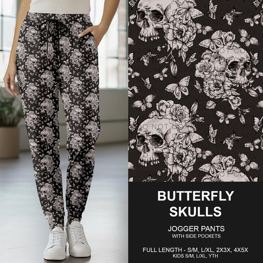 B264 - Preorder Butterfly Skulls Jogger Pants (Closes 12/07. ETA early Feb.)