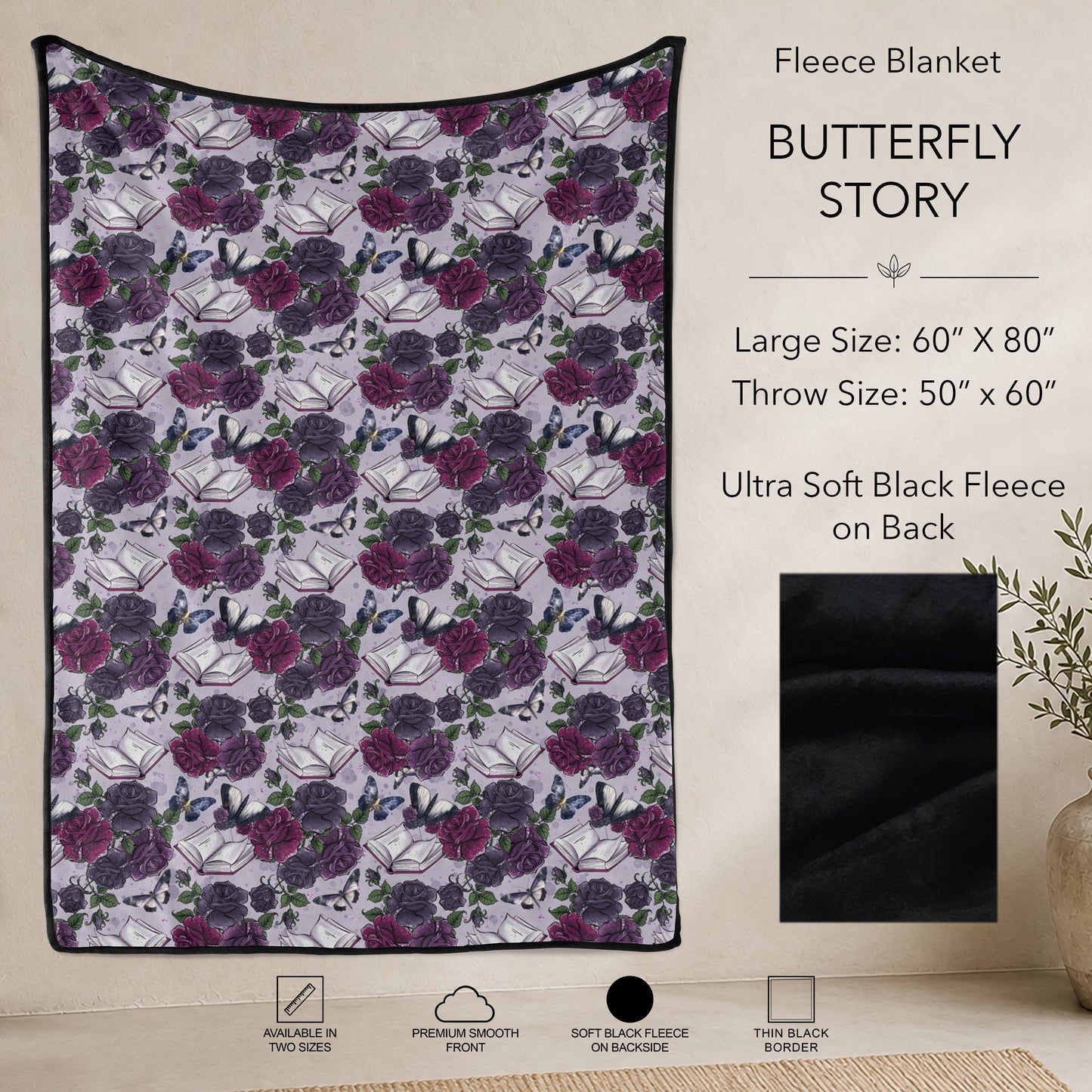 B304 - Pre-Order Butterfly Story Fleece Blanket (Closes 7/31. ETA: early Oct)
