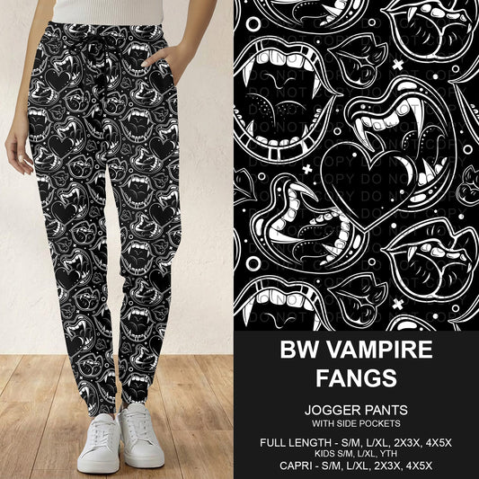 B295 - Preorder BW Vampire Fangs Joggers (Closes 6/14. ETA: late Aug.)