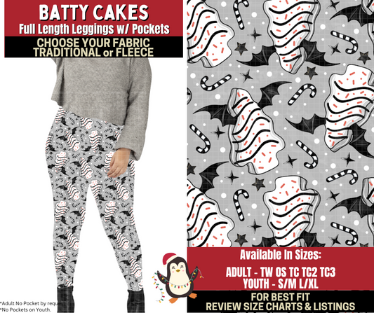 Preorder! Closes 9/4. ETA Dec. Batty Cakes Leggings Choose Fleece or Traditional
