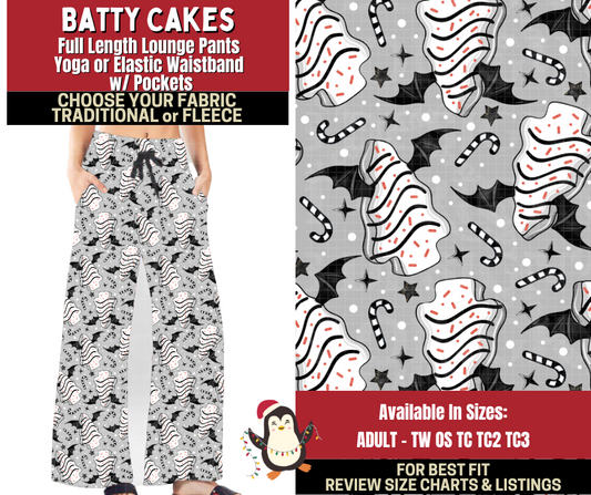 Preorder! Closes 9/4. ETA Dec. Batty Cakes Lounge Pants Choose Fleece or Traditional