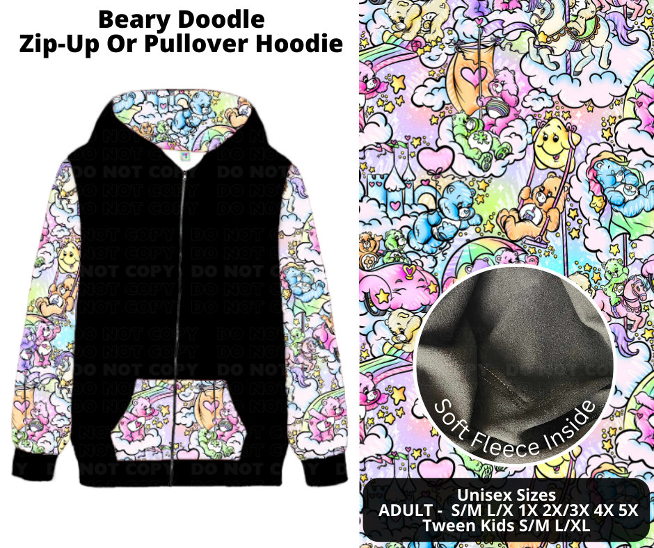 Preorder! Closes 12/2. ETA Feb. Beary Doodle Zip-Up or Pullover Hoodie