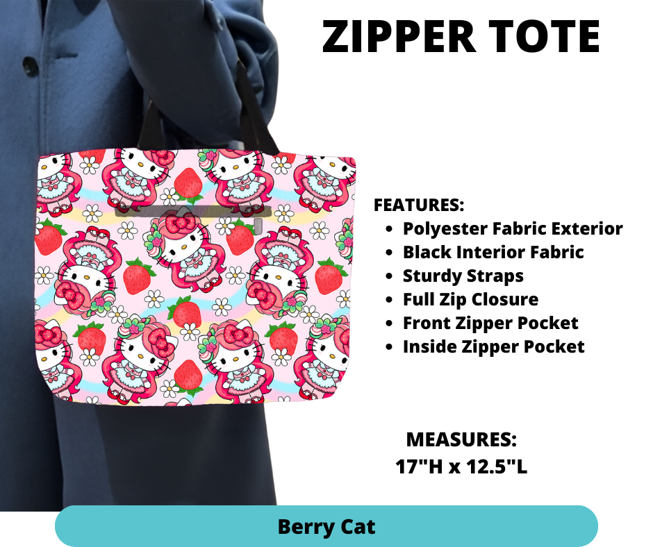 Preorder! Closes 12/4. ETA Feb. Berry Cat Every Color Zipper Tote