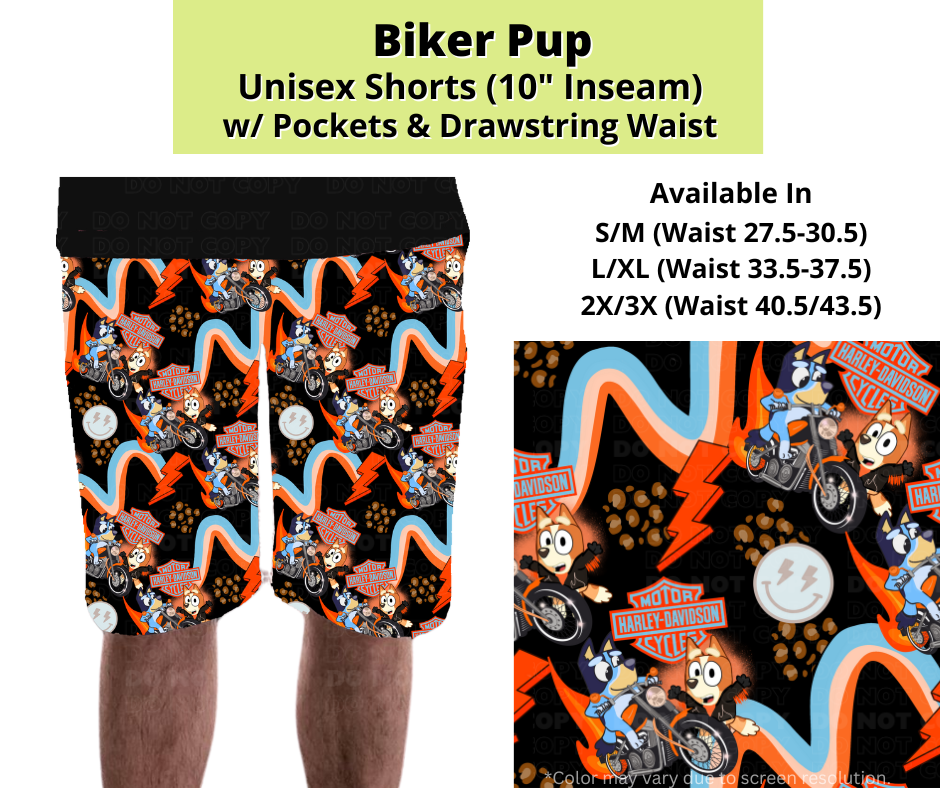 Preorder! Closes 3/24. ETA June. Biker Pup Unisex Shorts