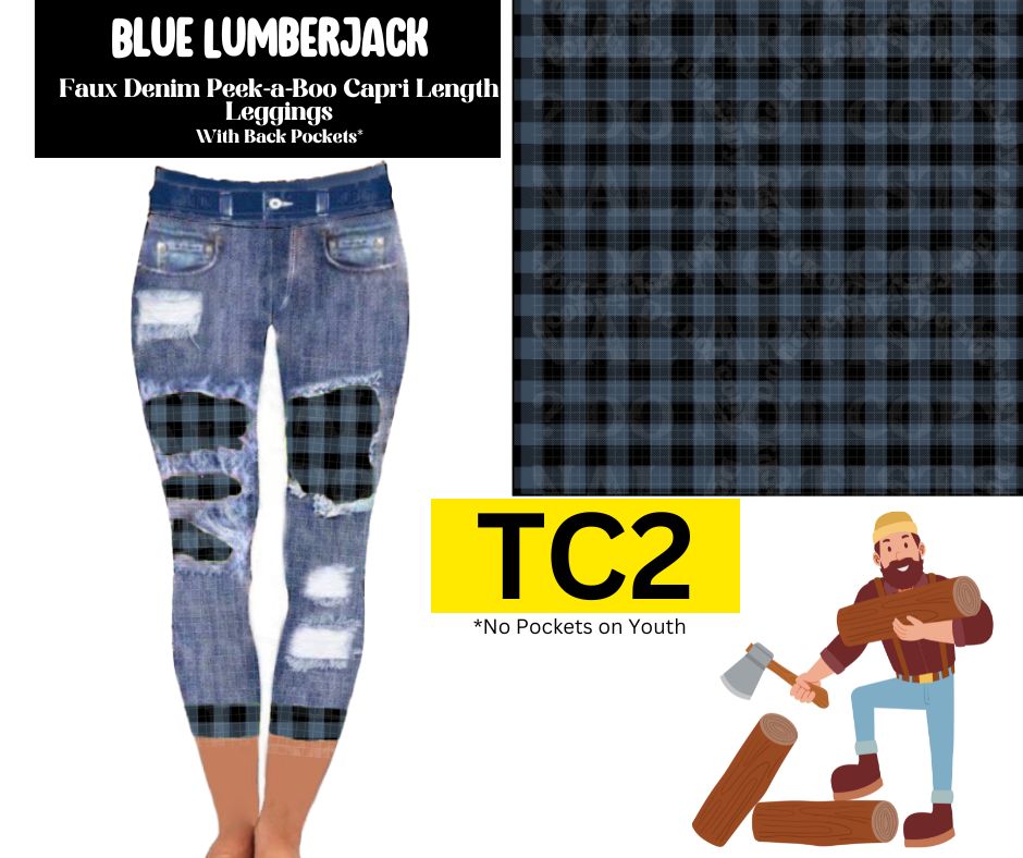 Blue Lumberjack Capri Faux Denim Peekaboo