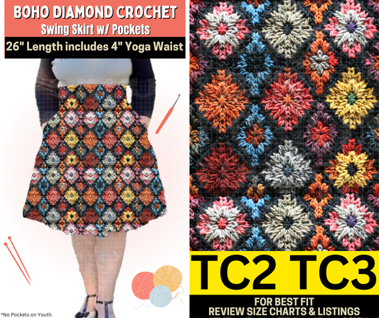 Boho Diamond Crochet Swing Skirt