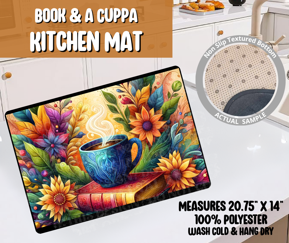 Book & A Cuppa Kitchen Mat