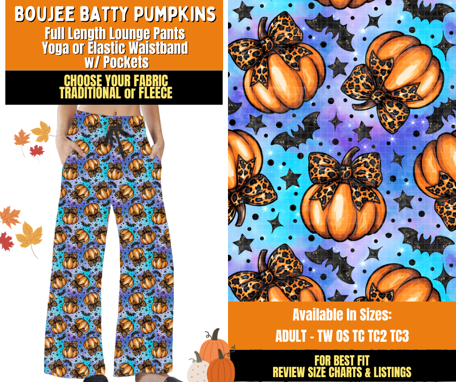 Preorder! Closes 7/16. ETA Oct. Boujee Batty Pumpkins Lounge Pants Choose Fleece or Traditional