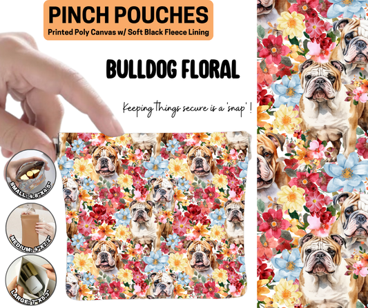Bulldog Floral Pinch Pouches