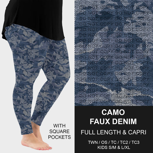 B256 - Preorder Camo Faux Denim Leggings w/ Pockets (Closes 10/19. ETA: late Dec.)