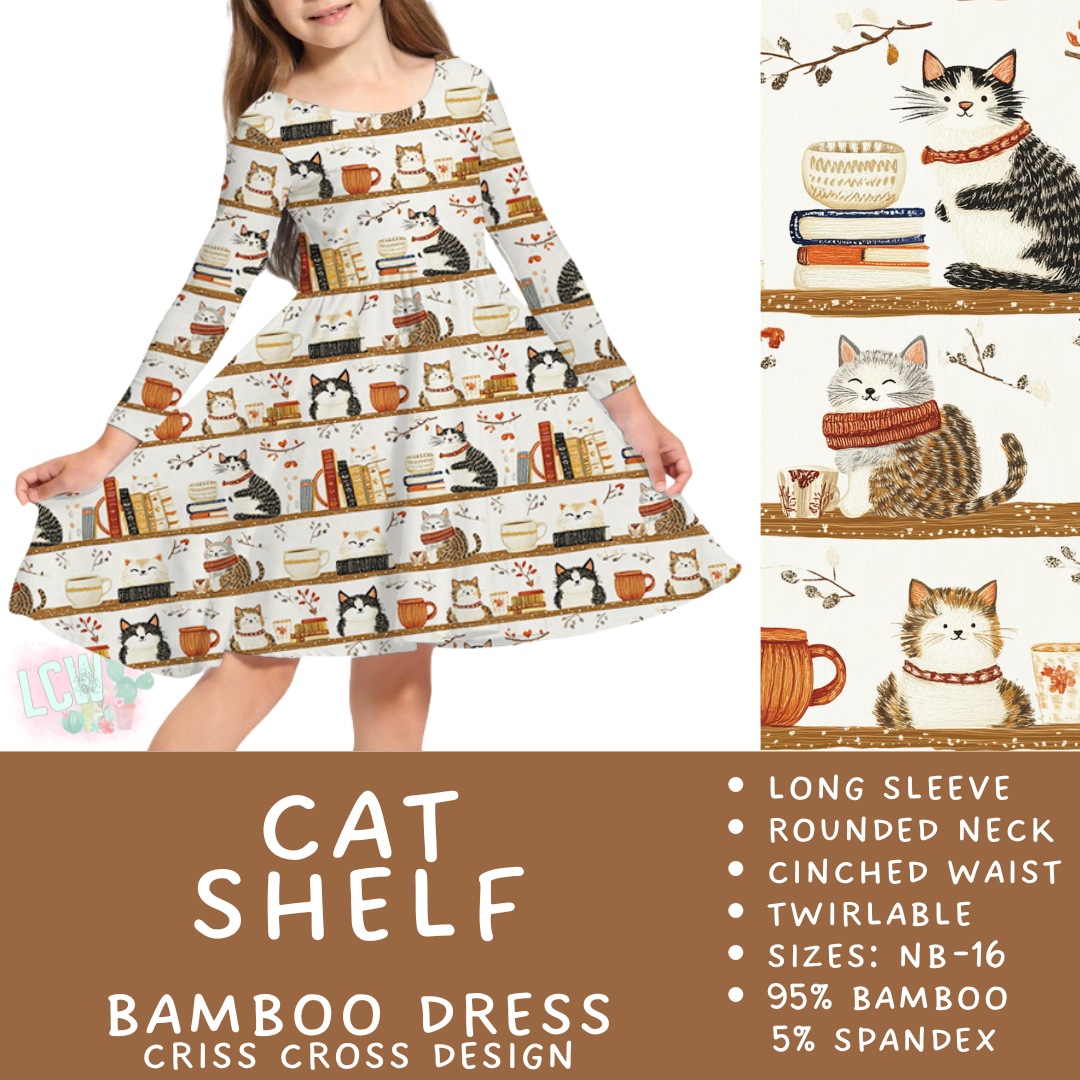 Ready to Ship - Cat Shelf Long Sleeve Criss-Cross Bamboo Dress - 6
