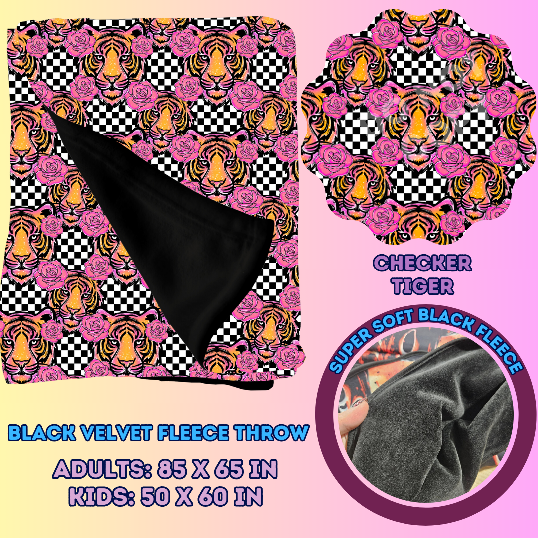 CHECKER TIGER - SOFT BLACK FLEECE THROWS 7 - PREORDER CLOSING 1/13