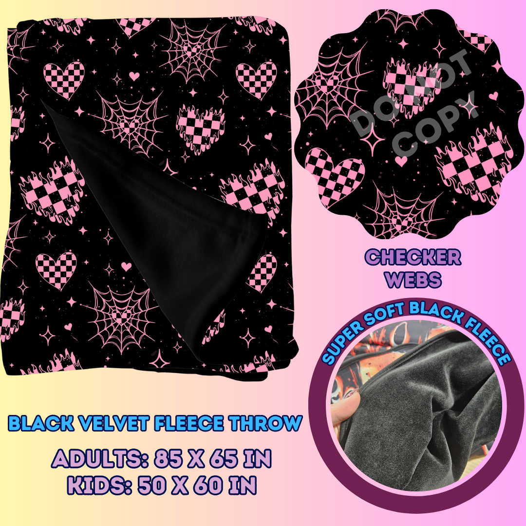 CHECKER WEBS - SOFT BLACK FLEECE THROWS 7 - PREORDER CLOSING 1/13