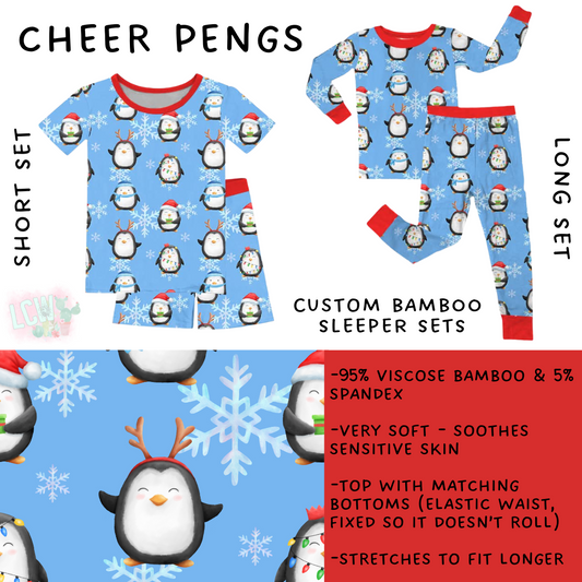 Ready to Ship - Cheer Pengs Bamboo Short Sleeper Set - 3T & 6T