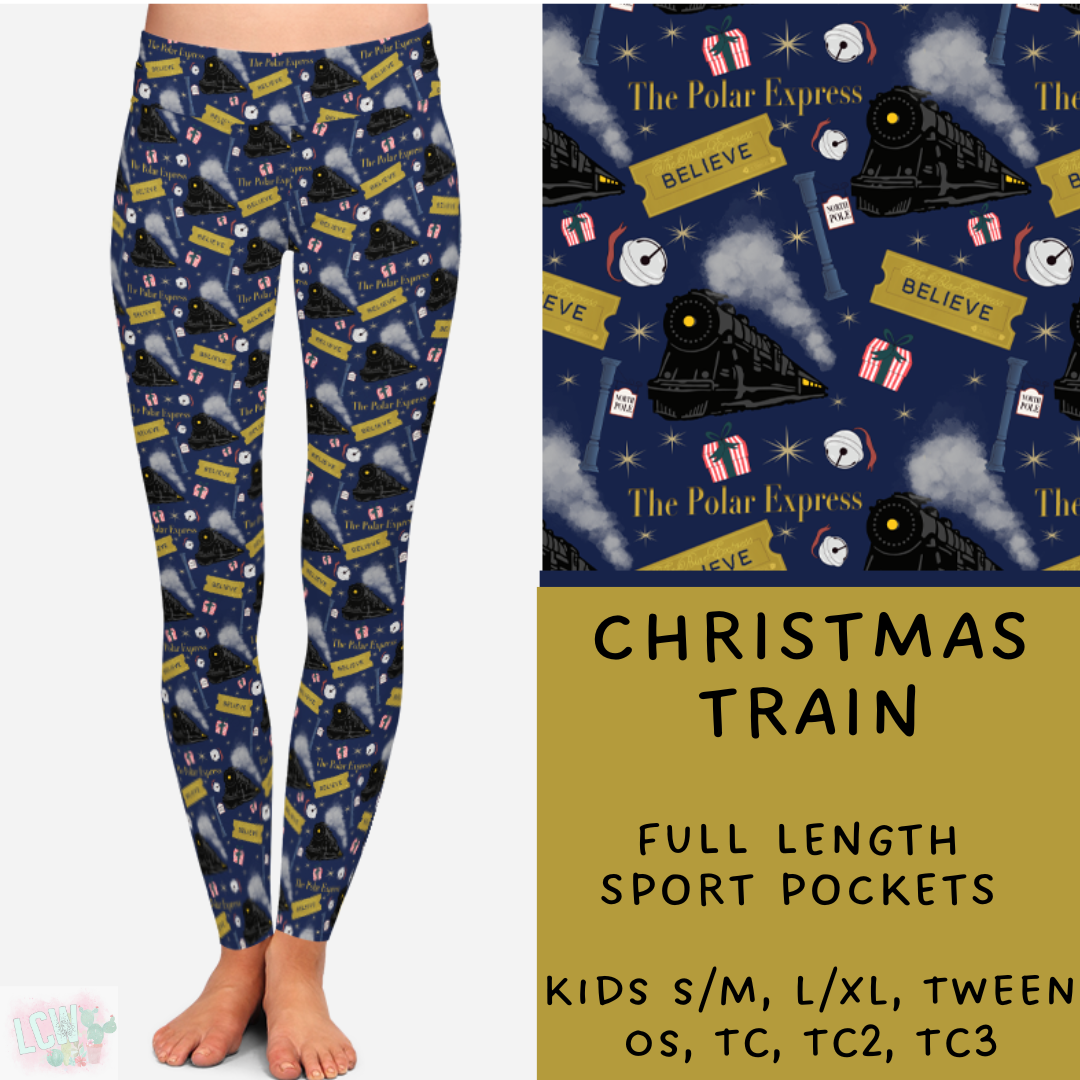 Ready To Ship - Christmas Train Leggings & Capris