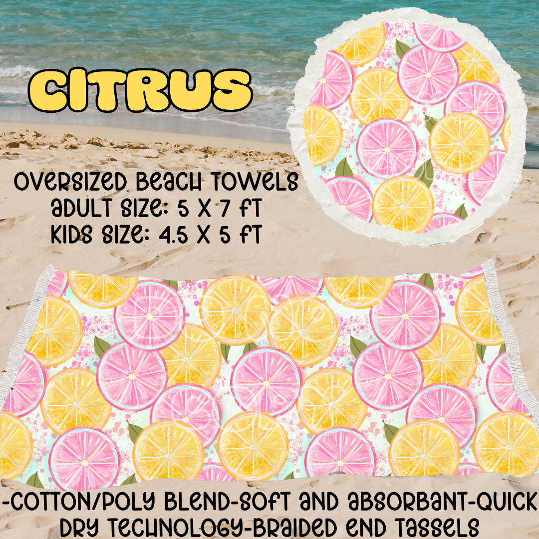 CITRUS - OVERSIZED BEACH TOWEL RUN 5 - PREORDER CLOSING 3/23