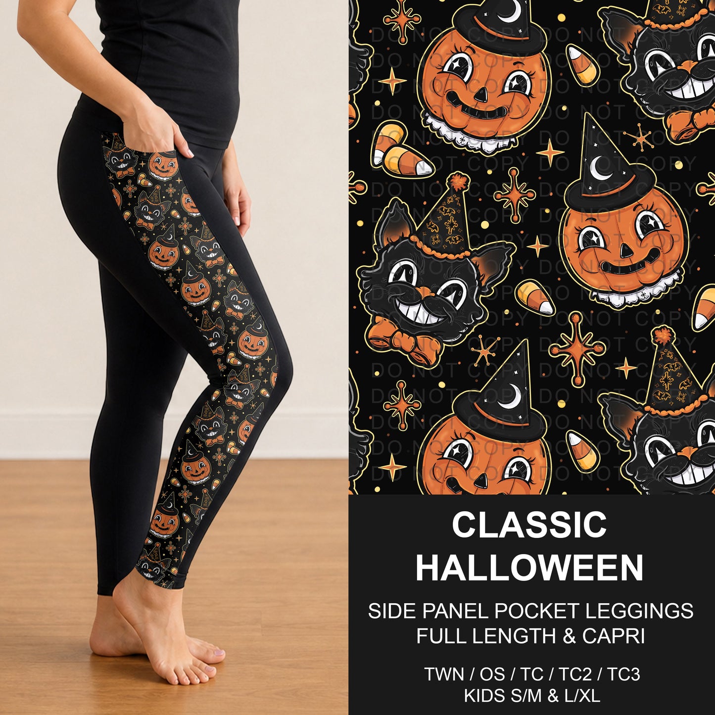 B307 - Preorder Classic Halloween Side Panel Pocket Leggings (Closes 8/02. ETA: early Oct.)