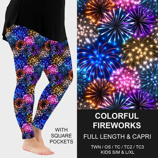 B284 - Preorder Colorful Fireworks Leggings w/ Pockets (Closes 4/12. ETA: early June)