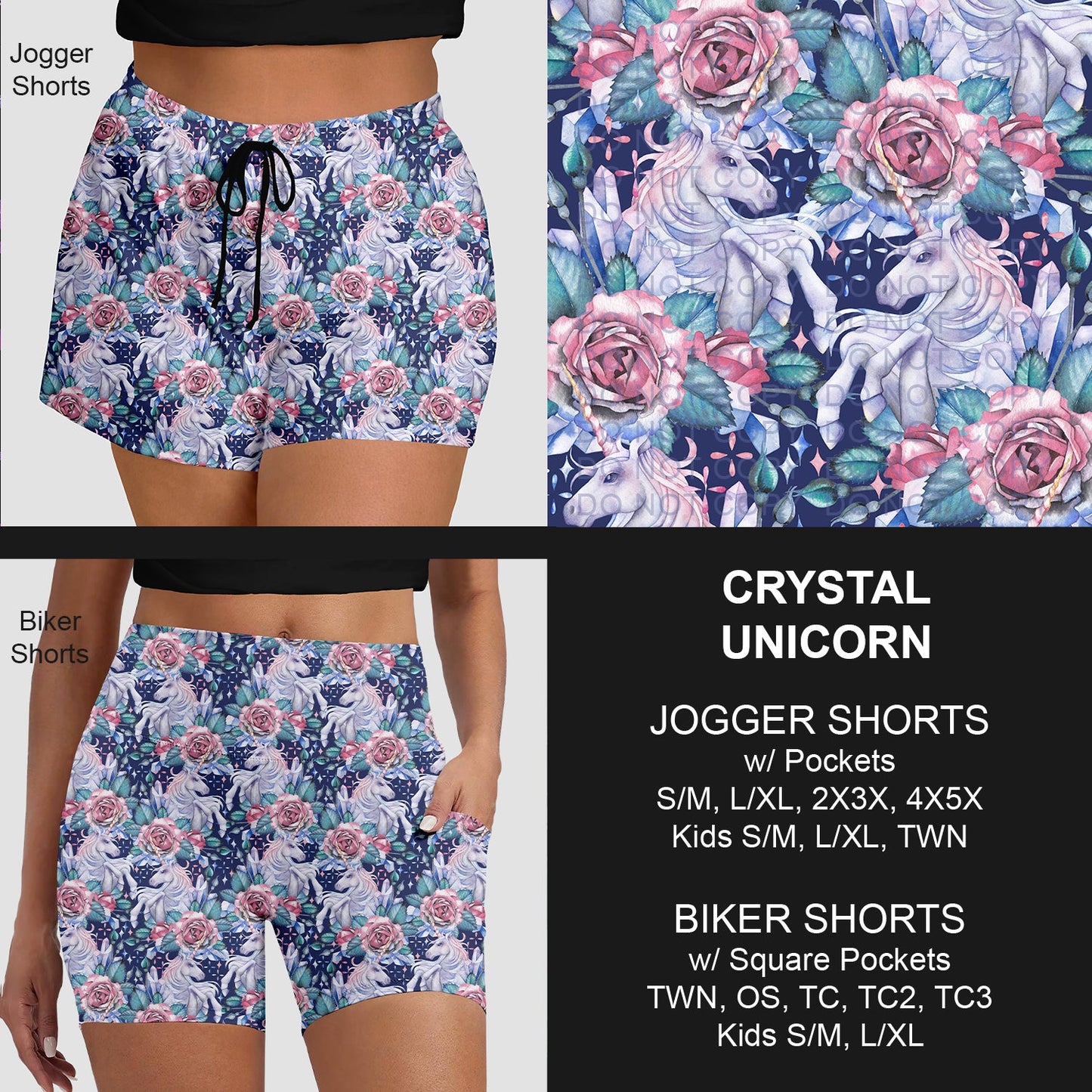 B281 - Preorder Crystal Unicorn Jogger/Biker Shorts (Closes 3/25. ETA: early June)