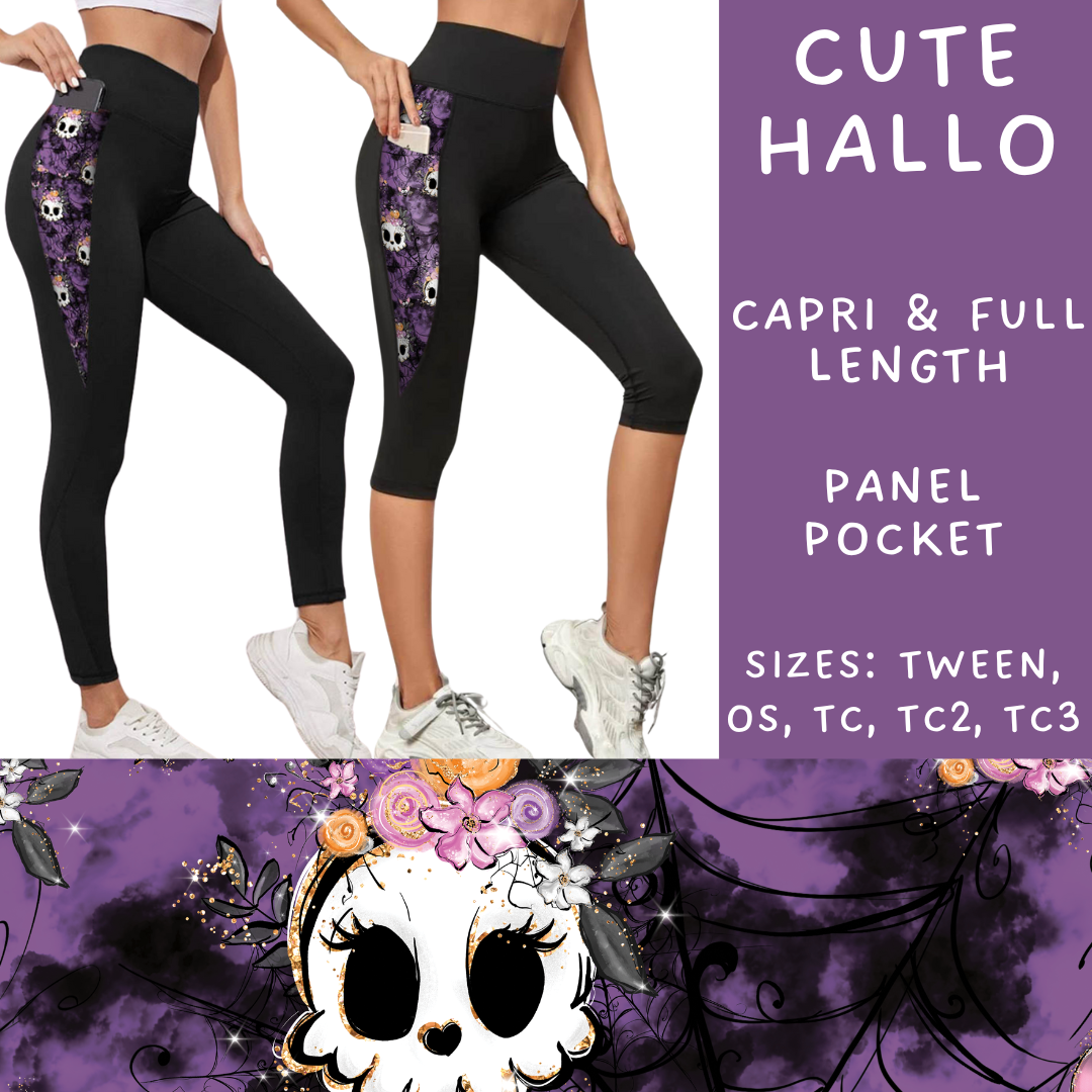 Ready To Ship - Cute Hallo Panel Pocket Capri Length Leggings - TC