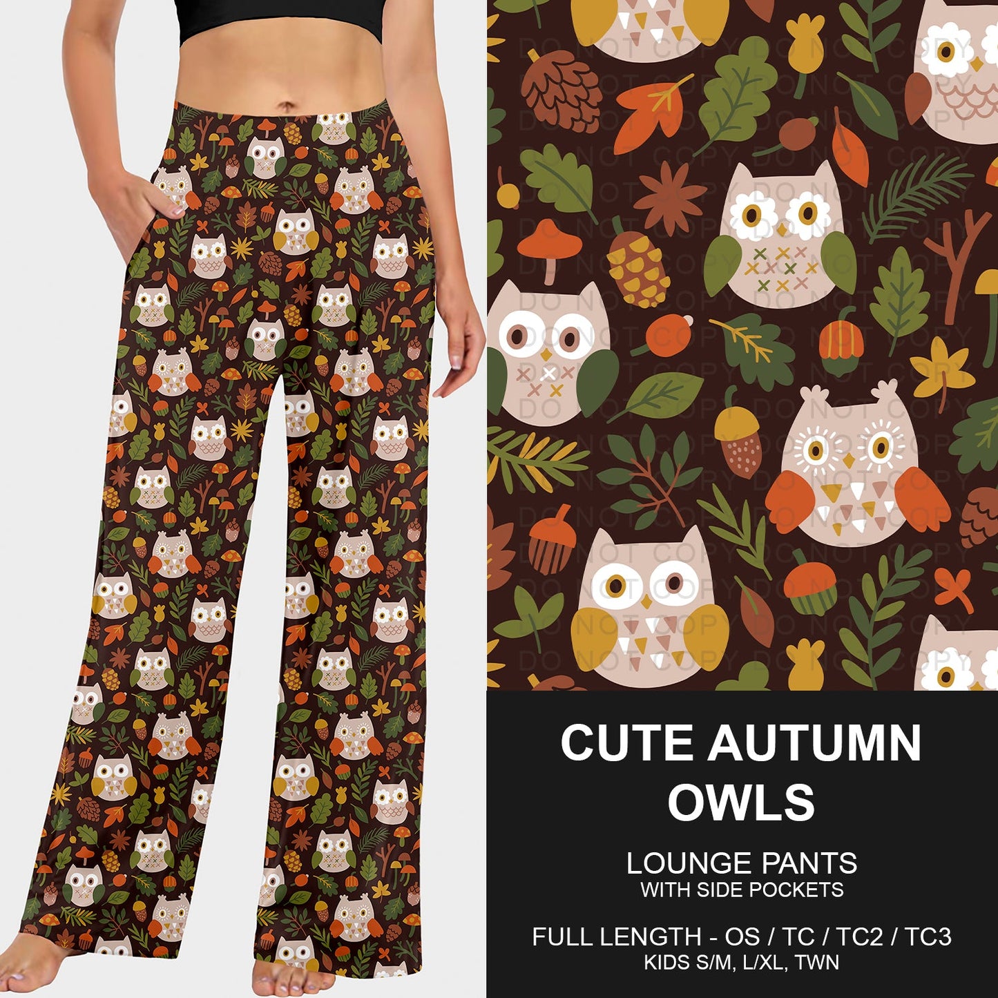B250 - Preorder Cute Autumn Owls Lounge Pants (Closes 9/07. ETA early Nov.)