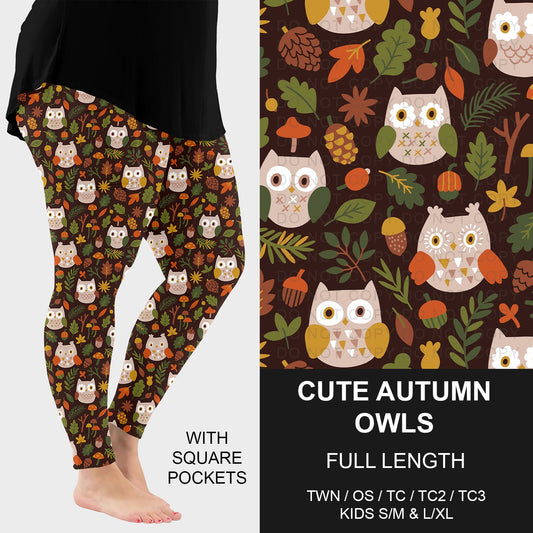 B250 - Preorder Cute Autumn Owls Leggings w/ Pockets (Closes 9/07. ETA early Nov.)