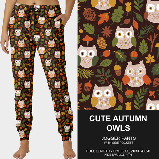 B250 - Preorder Cute Autumn Owls Joggers (Closes 9/07. ETA early Nov.)