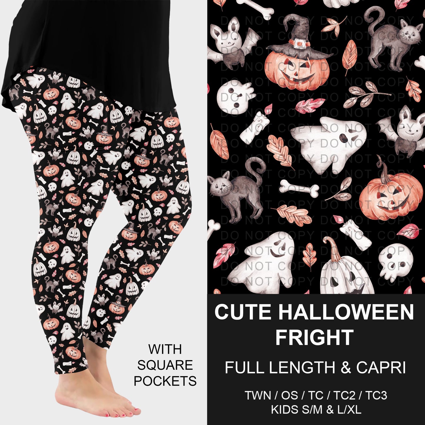 B307 - Preorder Cute Halloween Fright Leggings w/ Pockets (Closes 8/02. ETA: early Oct.)