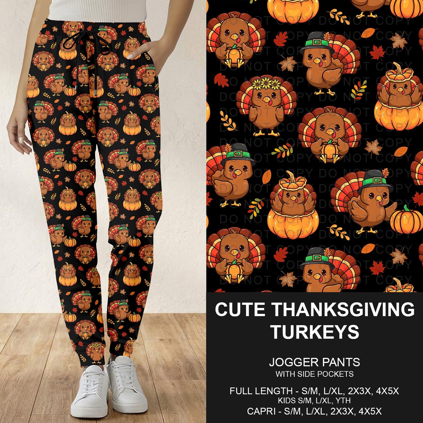 B308 - Preorder Cute Thanksgiving Turkeys Joggers (Closes 8/16. ETA: late Oct.)