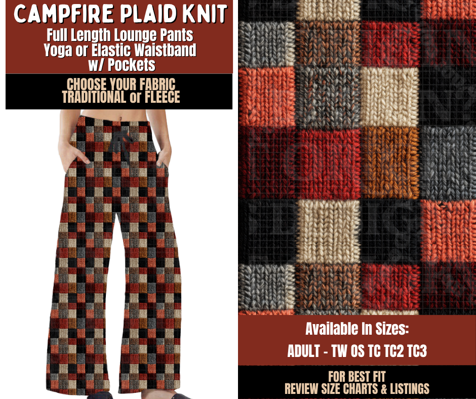 Preorder! Closes 9/21. ETA Dec. Campfire Plaid Knit Lounge Pants Choose Fleece or Traditional
