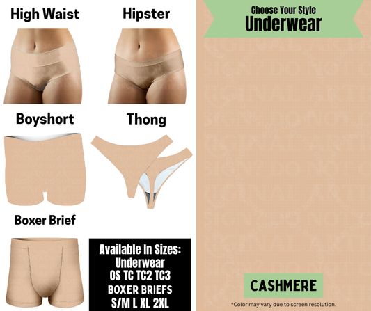 Preorder! Closes 8/25. ETA Nov. Cashmere Hipster, High Waist, Boyshort, & Thong Underwear & Boxer Briefs