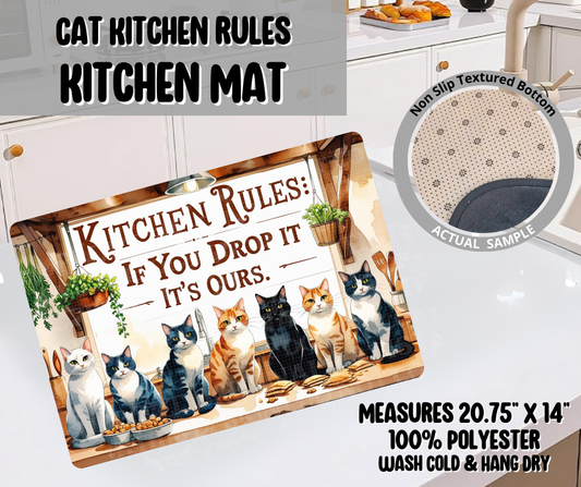 Cat Kitchen Rules Kitchen Mat