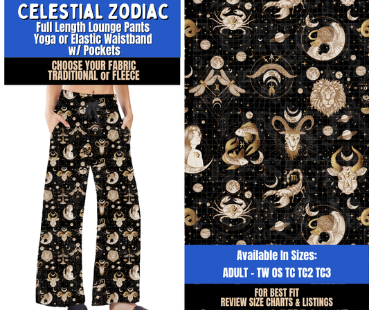 Preorder! Closes 9/10. ETA Dec. Celestial Zodiac Lounge Pants Choose Fleece or Traditional