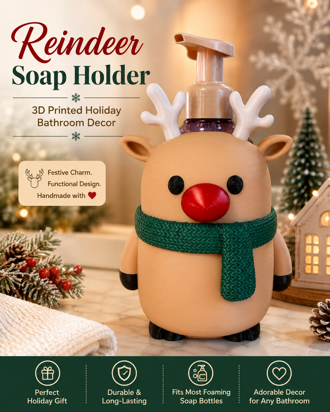 REINDEER SOAP HOLDER- 3D PRINTED