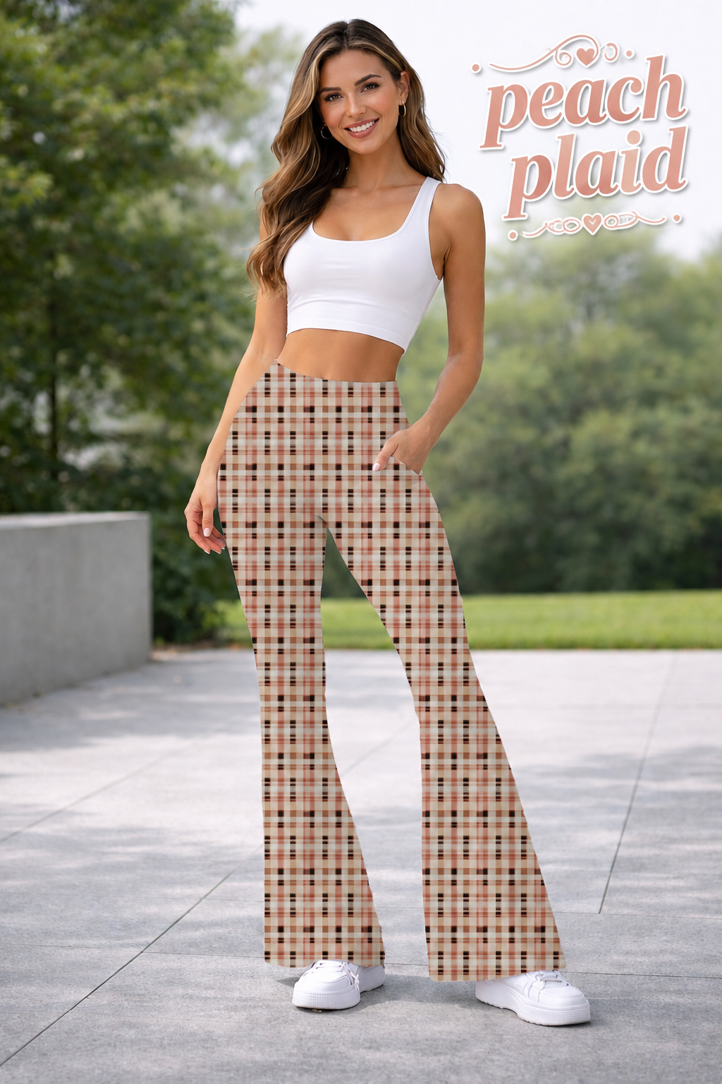 PEACH PLAID-YOGA FLARE PREORDER- CLOSING 9/14
