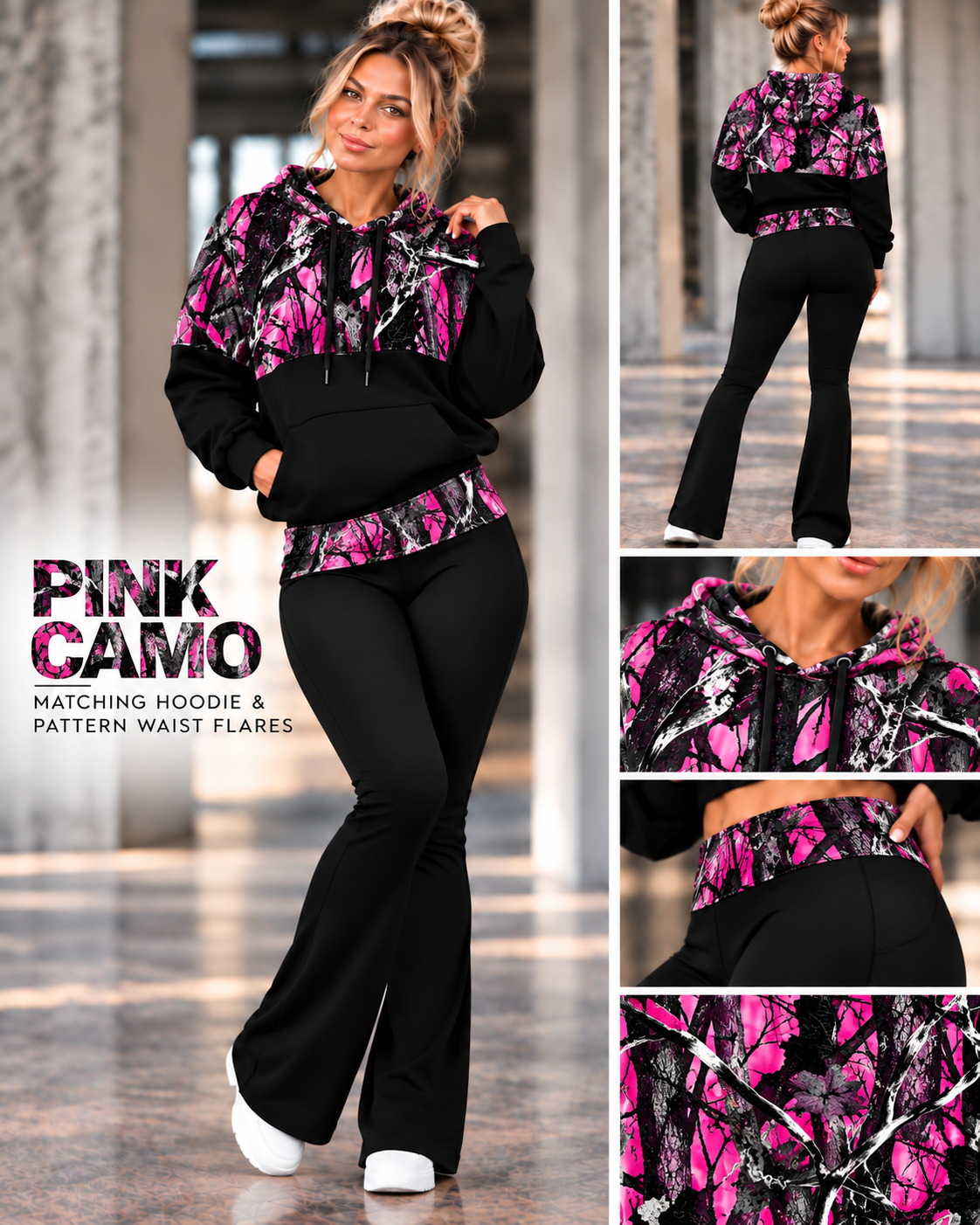 PINK CAMO-PATTERN BLOCK HOODIE-PREORDER CLOSING 10/9