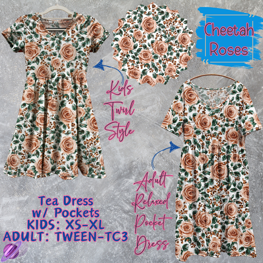 CHEETAH ROSE - Adult & Kids - Tea Dress Run- Preorder Closing 5/13