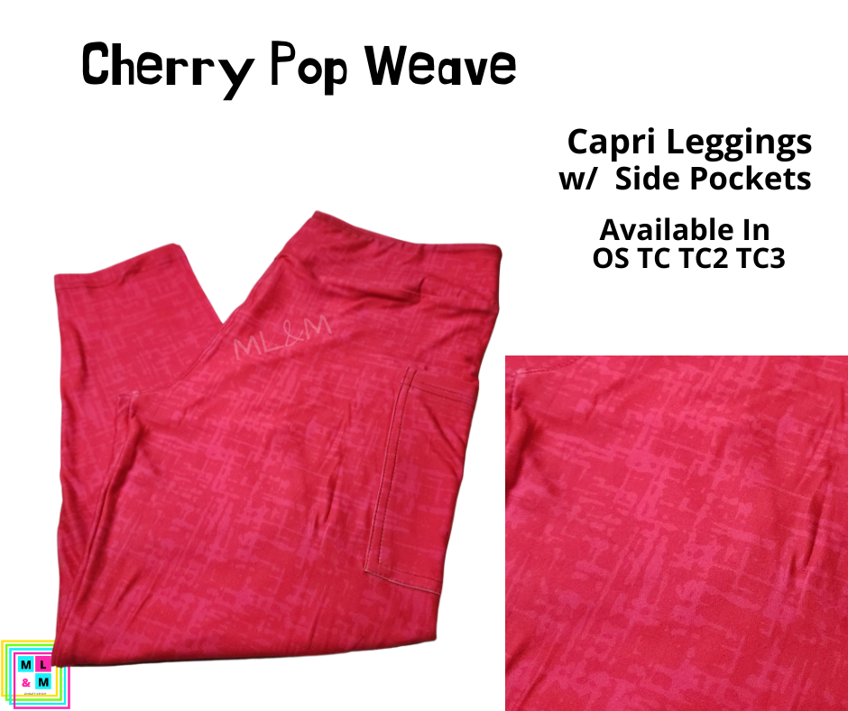 Neon Pop Weave Cherry Capri Length w/ Pockets