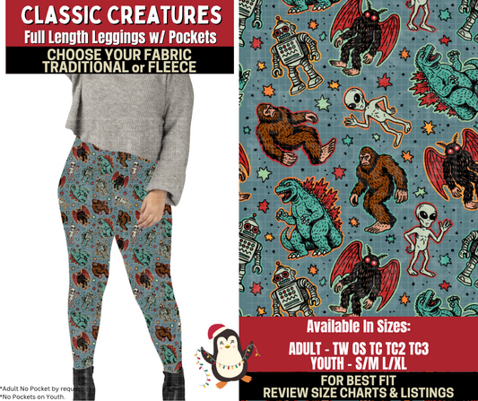 Preorder! Closes 9/4. ETA Dec. Classic Creatures Leggings Choose Fleece or Traditional