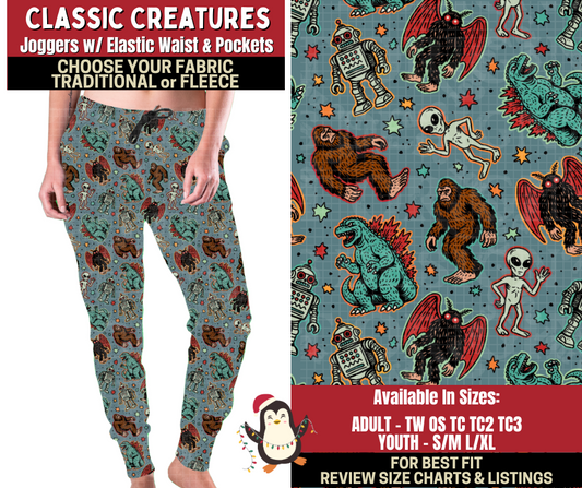 Preorder! Closes 9/4. ETA Dec. Classic Creatures Joggers Choose Fleece or Traditional