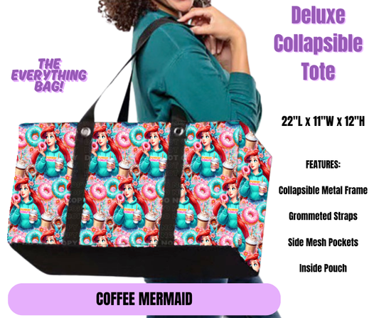 Coffee Mermaid Collapsible Tote