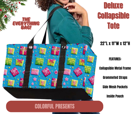 Preorder! Closes 9/1. ETA Dec. Colorful Presents Collapsible Tote
