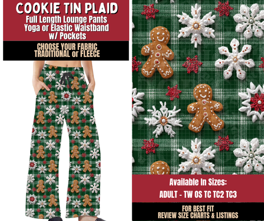 Preorder! Closes 9/7. ETA Dec. Cookie Tin Plaid Lounge Pants Choose Fleece or Traditional
