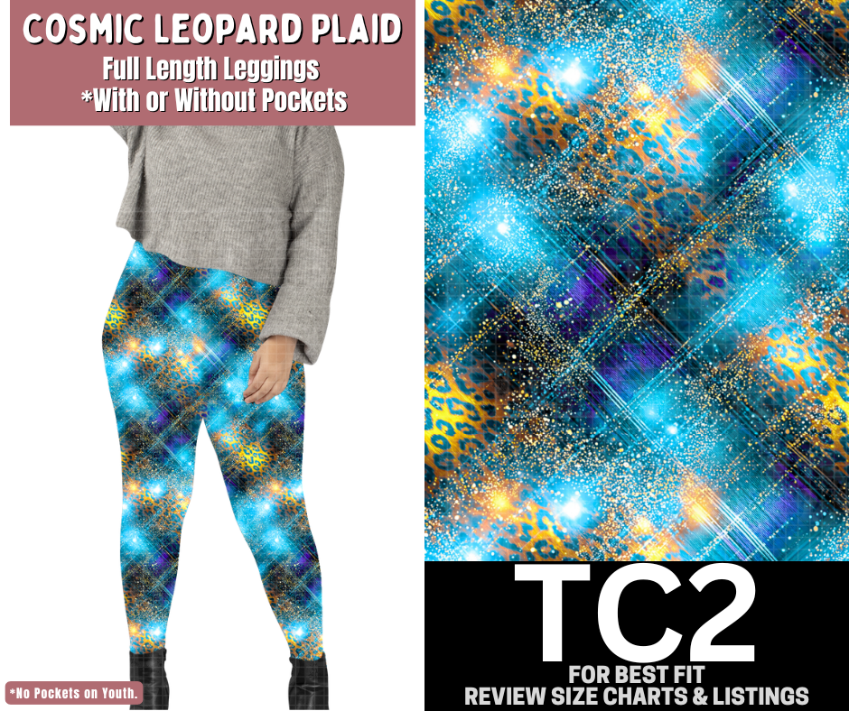 Cosmic Leopard Plaid Full Length Leggings w/ Pockets