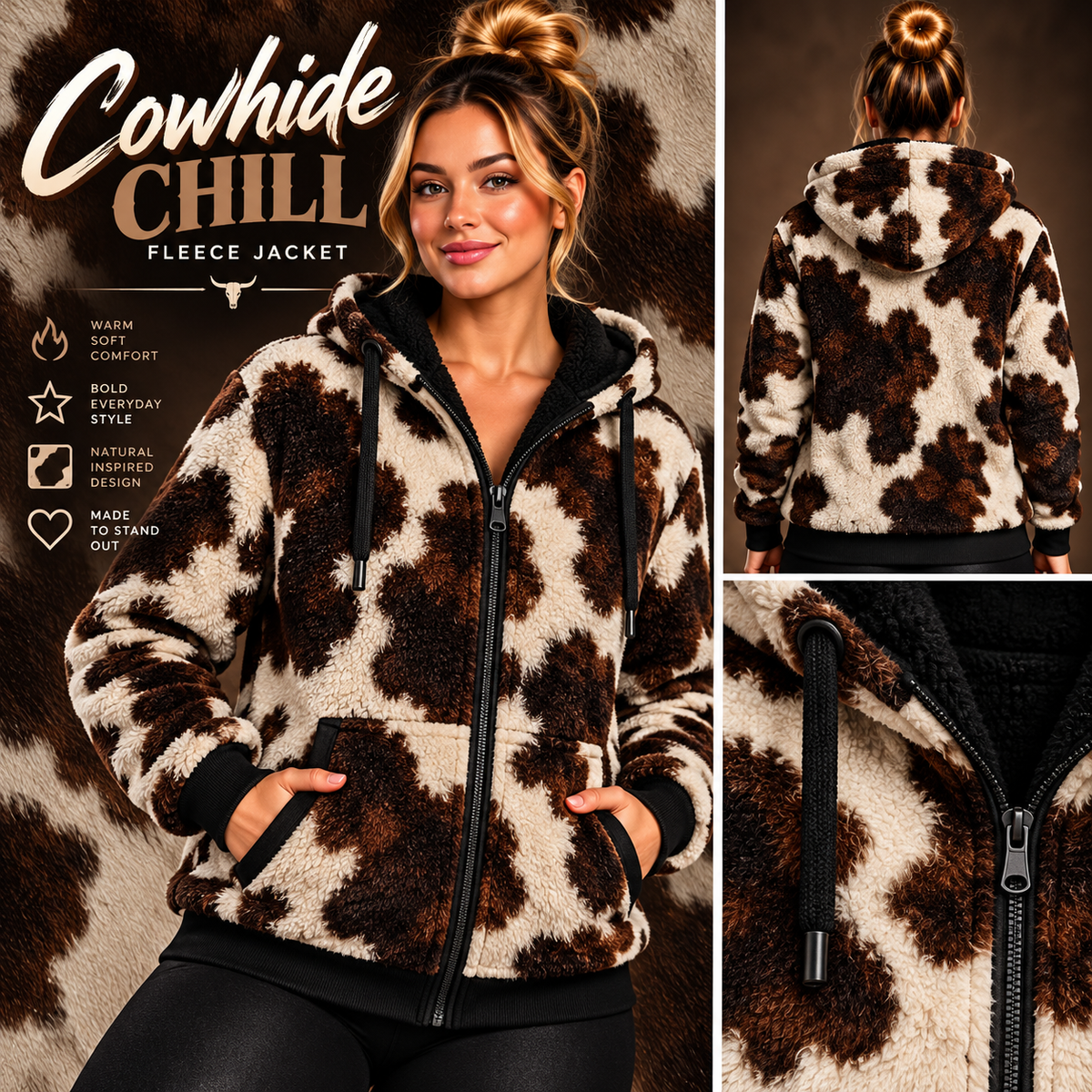 Cowhide Chill-FLEECE LINED HOODED JACKET-PREORDER CLOSING 11/9
