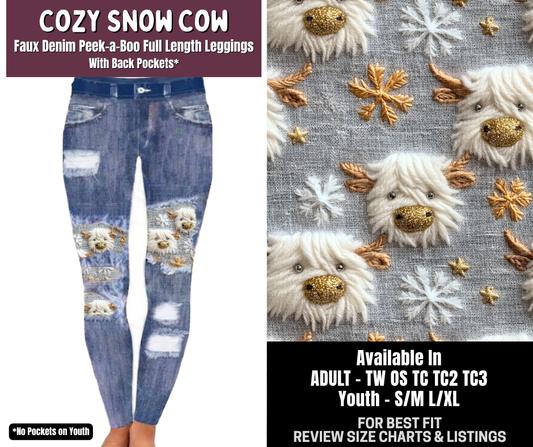 Preorder! Closes 9/14. ETA Dec. Cozy Snow Cow Full Length Faux Denim Peekaboo