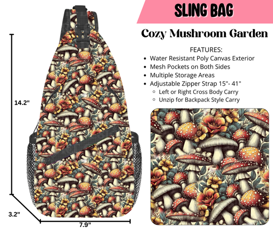 Cozy Mushroom Garden Sling Bag
