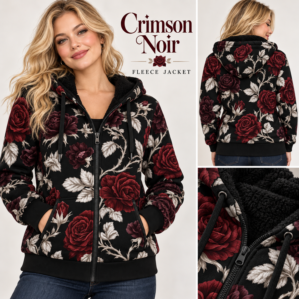 Crimson Noir-FLEECE LINED HOODED JACKET-PREORDER CLOSING 11/9