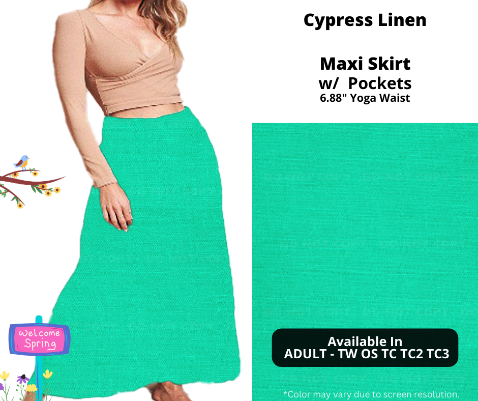 Preorder! Closes 1/15. ETA April. Cypress Linen Maxi Skirt